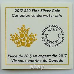 Canada 2017 $20 Canadian Underwater Life 1 oz Pure Silver Proof with Water Drop