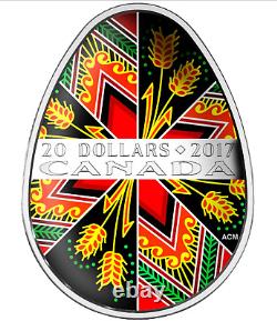Canada 2017 Ukrainian Pysanka Egg Shaped $20 Silver Proof Colored Coin MINT