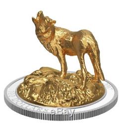 Canada 2017 Wolf Majestic Animals Sculpture $100 10 Oz Gilt Silver + Full OGP