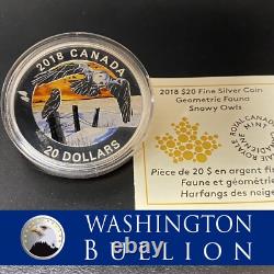 Canada 2018 $20 Silver Proof Coin Geometric Fauna Snowy Owls WithCOA (No Box!)