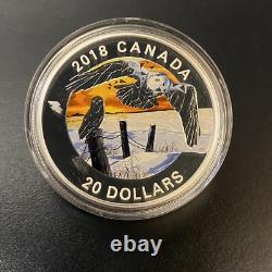 Canada 2018 $20 Silver Proof Coin Geometric Fauna Snowy Owls WithCOA (No Box!)