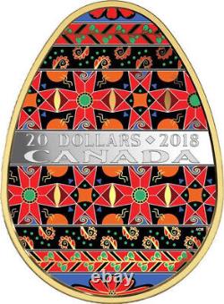 Canada 2018 Golden Spring Pysanka Egg Shaped $20 Silver Proof Colored Coin MINT