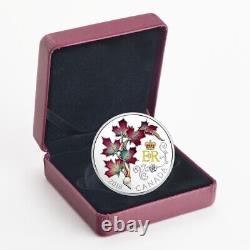 Canada 2018 Queen's Maple Leaves Brooch 1Oz $20 Silver Proof Coin with Pearl