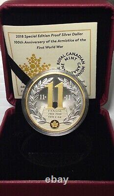 Canada 2018 Special Proof Silver Dollar 100 Anniversary WWI Armistice 1918-2018