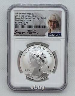 Canada 2019 1oz. 999 UHR Peace & Liberty Silver Dollar Reverse Proof NGC PF70
