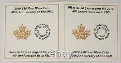 Canada 2019 3 Oz Silver $50 Reverse Proof Gilt Coin NGC PF70 First Day 40th Anni