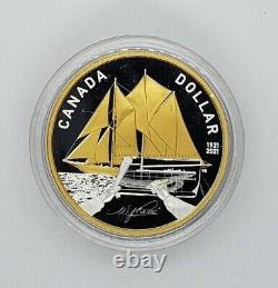 Canada 2021 $1 Dollar Bluenose Ship Gold Plated. 9999 Silver Proof Coin