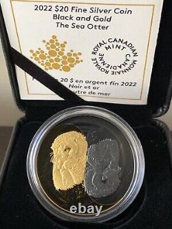 Canada 2022 $20 Gold and Black Rhodium Plate Sea Otter Pure Silver Proof Coin