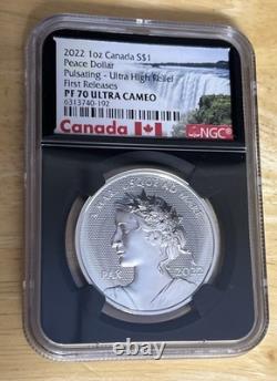 Canada 2022 Silver 1 Oz Peace $1 Pulsating U. H. Relief NGC PROOF-70 UCAM