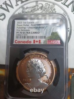 Canada 2023 Peace Dollar UHR Pulsating Rose Gilt PF70UCAM ES119