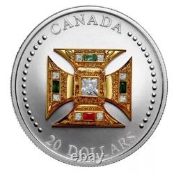 Canada 2023'St. Edward's Crown' Proof $20 Silver Coin 1oz with Coloured stones