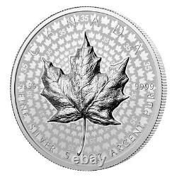 Canada 2023 UHR Maple Leaf 5oz Silver 35th Anniversary Pattern $50 Proof OGP