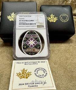 Canada 2024 S$20 Pysanka NGC PF 70 Silver 1 Oz. 9999 WithCOA And Box