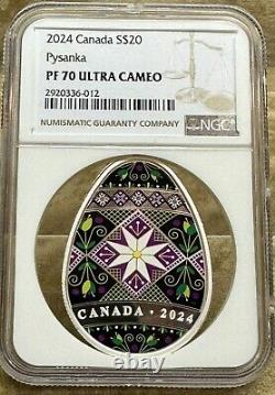 Canada 2024 S$20 Pysanka NGC PF 70 Silver 1 Oz. 9999 WithCOA And Box