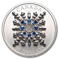 Canada 2024 Silver'Sapphire Jubilee Snowflake Brooch' Crystalized Proof $20