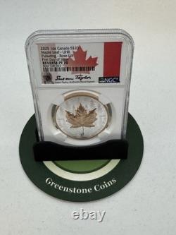 Canada 2025 UHR Rose Incused Maple 1 Oz Silver NGC PF70 FDI Intl Customer