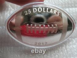 Canada 25 Dollars 2017 Silver Proof Coin Football-Shaped and Curved Coin COA