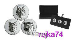 Canada- 3 x 25$ 2019 Silver PROOF Wolf + Grizzly + Lynx Multifaceted Animal