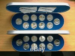 Canada Aviation Proof Coins Both Sets I & 2 Silver with Gold Cameos