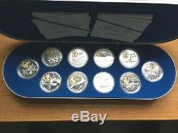 Canada Aviation Proof Coins Both Sets I & 2 Silver with Gold Cameos