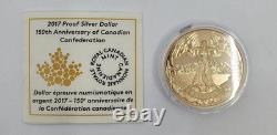 Canada Pure 99.99% Fine Silver Gold Covered 2017 Coin 150th Canadian Federation