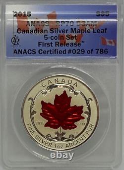 Canada Silver 2015 Maple Leaf ANACS RP70 DCAM Reverse Proof First Releases