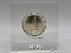 Canada Silver Howling Wolf 50 c 1867 1967 Silver Proof Coin Lucite Paperweight