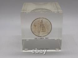 Canada Silver Howling Wolf 50 c 1867 1967 Silver Proof Coin Lucite Paperweight