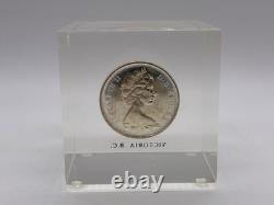 Canada Silver Howling Wolf 50 c 1867 1967 Silver Proof Coin Lucite Paperweight
