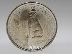 Canada Silver Howling Wolf 50 c 1867 1967 Silver Proof Coin Lucite Paperweight