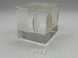 Canada Silver Howling Wolf 50 c 1867 1967 Silver Proof Coin Lucite Paperweight
