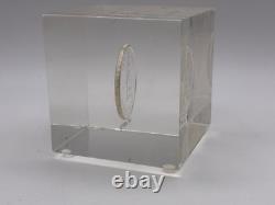Canada Silver Howling Wolf 50 c 1867 1967 Silver Proof Coin Lucite Paperweight