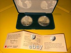 Canadian Proof Set Olympics Calgary 1988 2 Silver Coins Royal Canadian Mint