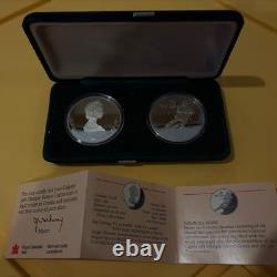 Canadian Proof Set Olympics Calgary 1988 2 Silver Coins Royal Canadian Mint