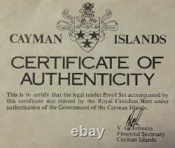 Cayman Islands 1975 Set 8 Proof Coins (4 Silver) minted in Canada Box COA