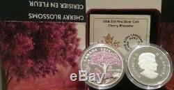 Cherry Blossoms Celebration Spring $15 2016 3/4OZ Pure Silver Proof Coin Canada