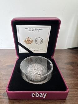 Coin Fine Silver Proof Lest We Forget 2018 Helmet Shaped $25 Canada BOX COA