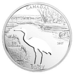 Endangered Whooping Crane Cutout Silver Proof $30 2017 Canada OGP SKU49962