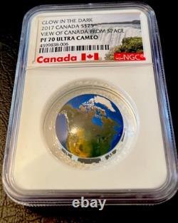 GLOW IN THE DARK CANADA $25 2017 VIEW OF CANADA FROM SPACE Pf70 ULTRA CAMEO