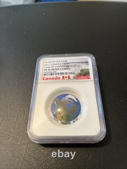 GLOW IN THE DARK CANADA $25 2017 VIEW OF CANADA FROM SPACE Pf70 ULTRA CAMEO