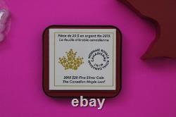Gem 2015 Canada Silver Proof Maple Leaf Shape $20 1 OZ Coin Case Box COA 8002