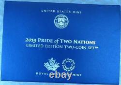 Great Price! 2019 Pride Of Two Nations Us & Canada Proof Silver Set