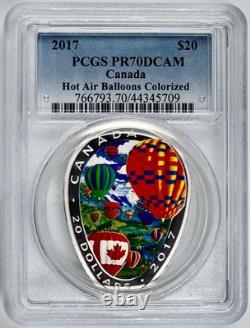 Hot Air Balloons 2017 $20 Canada Silver Egg Shaped Coin PCGS PR70DCAM Colorized