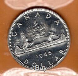 ICCS PL66 PL-66 1966 Canada $1 Dollar Blast White HEAVY CAMEO Proof Like Silver