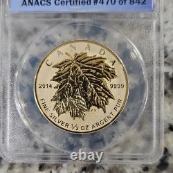 LIMITED Royal Canadian Mint 2014 Maple Leaf 1/2 oz Silver RP70 DCAM ANACS #470