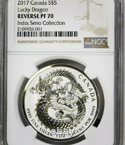 LUCKY DRAGON High Relief 2017 Canada 1 oz. 9999 Silver Coin Rev PF70 NGC RARE