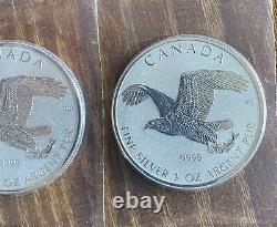 Lot Of 5 2017 CANADA $5 REVERSE PROOF BIRDS OF PREY SERIES EAGLE 1OZ SILVER COIN