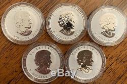 Lot Of 5 2018 CANADA MAPLE LEAF-LIGHT BULB PRIVY 1 OZ. 9999 RP SILVER COINS
