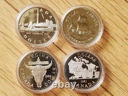Lot of 4 Canada Dollars 1979 1981 1982 1984 Silver Proof Nice Collection