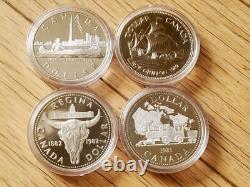 Lot of 4 Canada Dollars 1979 1981 1982 1984 Silver Proof Nice Collection